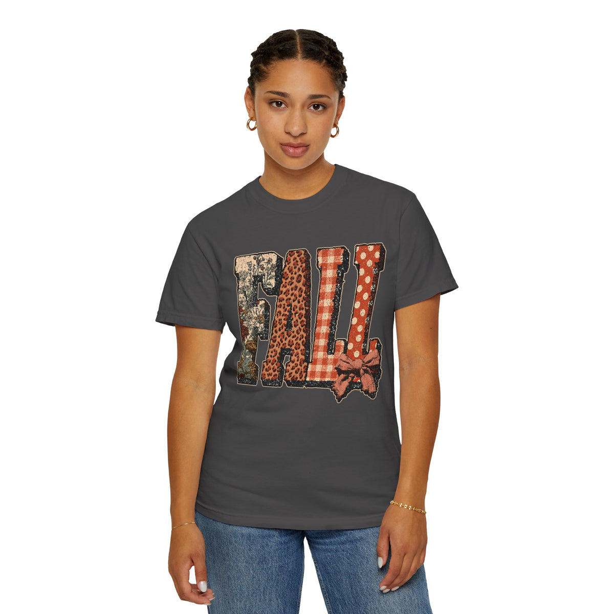 Patchwork Fall Shirt, Floral Leopard Plaid Autumn Graphic Tee, Coquette Bow Seasonal Gift for Women, Cozy Thanksgiving Outfit for Her
