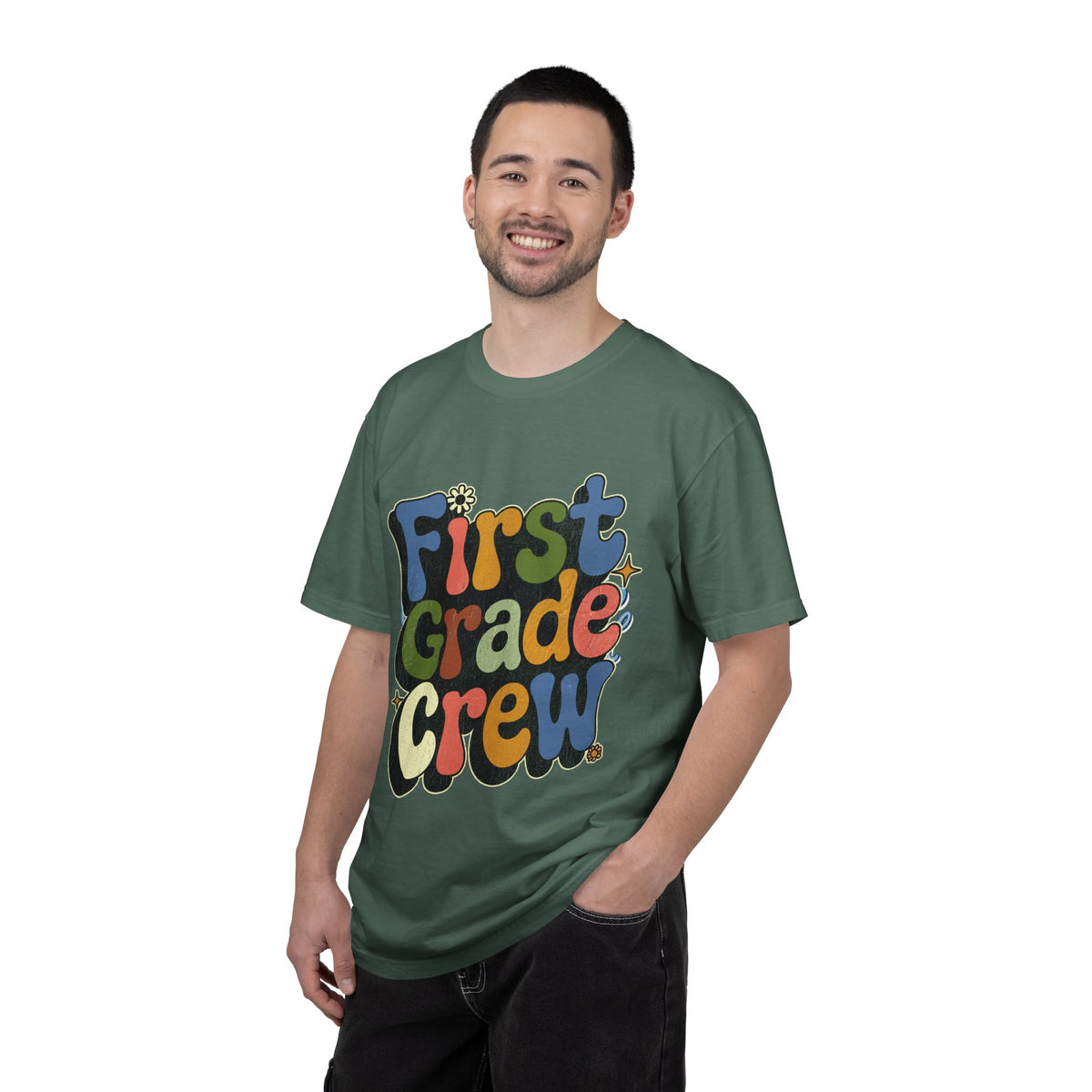 First Grade Crew T-Shirt, Retro Teacher Team Graphic Tee, Elementary School Staff Gift, First Day Classroom Outfit, Grade One Shirt