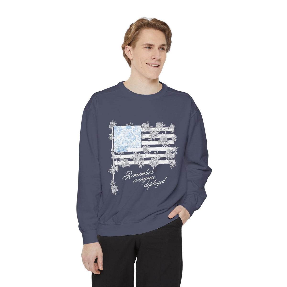 Military Deployment Comfort Colors Sweatshirt, Remember Everyone Deployed Crewneck, Patriotic Floral American Flag Sweatshirt, Support Our Troops Pullover