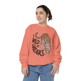 Wild at Heart Leopard Comfort Colors Sweatshirt, Leopard Graphic Crewneck, Animal Lover Sweatshirt, Safari Style Gift