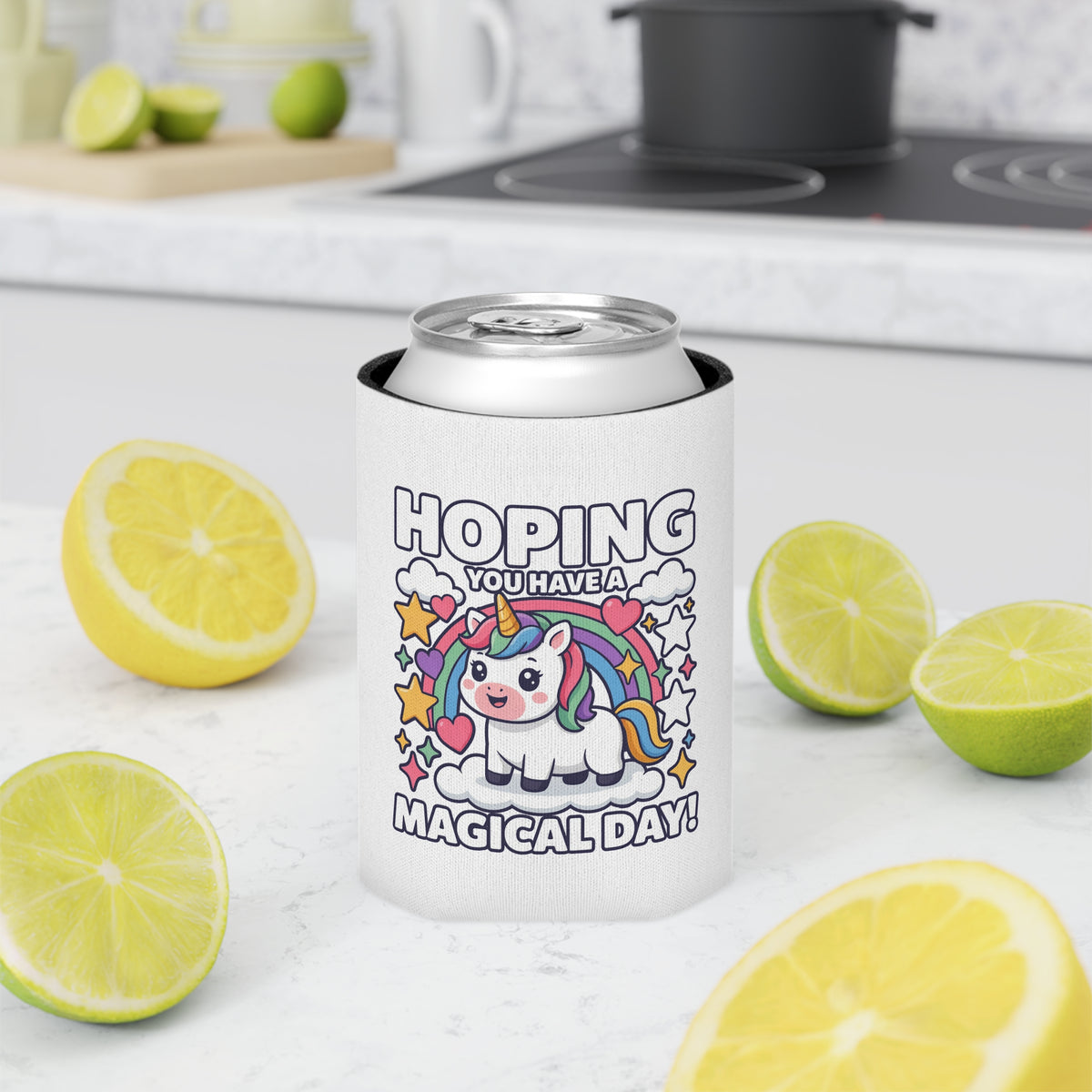 Unicorn Can Cooler, Hoping You Have a Magical Day Drink Sleeve, Rainbow Unicorn Gift, Cute Party Favor, Fantasy Lover Gift, Birthday Gift