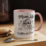 Mom Life Coffee and Chaos Mug, Funny Mom Coffee Mug, Motherhood Humor Gift, Busy Mom Cup, Mother's Day Gift for Coffee Lover