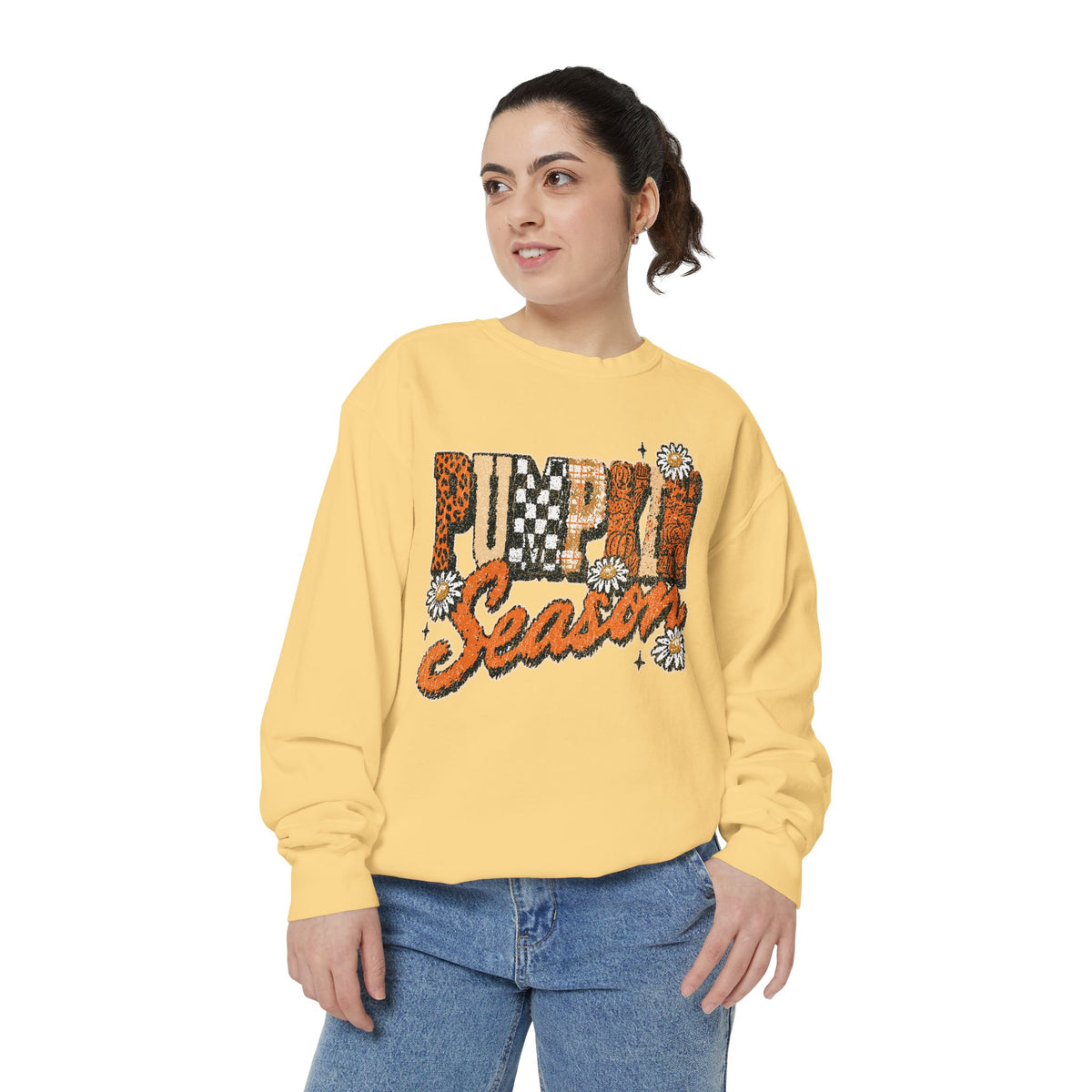 Pumpkin Season Sweatshirt, Retro Leopard Checker Fall Pullover, Cute Autumn Gift for Women, Cozy Thanksgiving October Outfit for Her