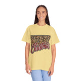 Merry Christmas Leopard Print Shirt, Trendy Holiday T-Shirt, Cheetah Lettering Xmas Tee, Festive Gift for Women, Mom, Teacher or Friend