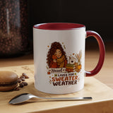 Personalized Sweater Weather Mug, Custom Name Fall Coffee Cup, Cozy Book Lover Gift for Her, Autumn Pumpkin and Reading Design