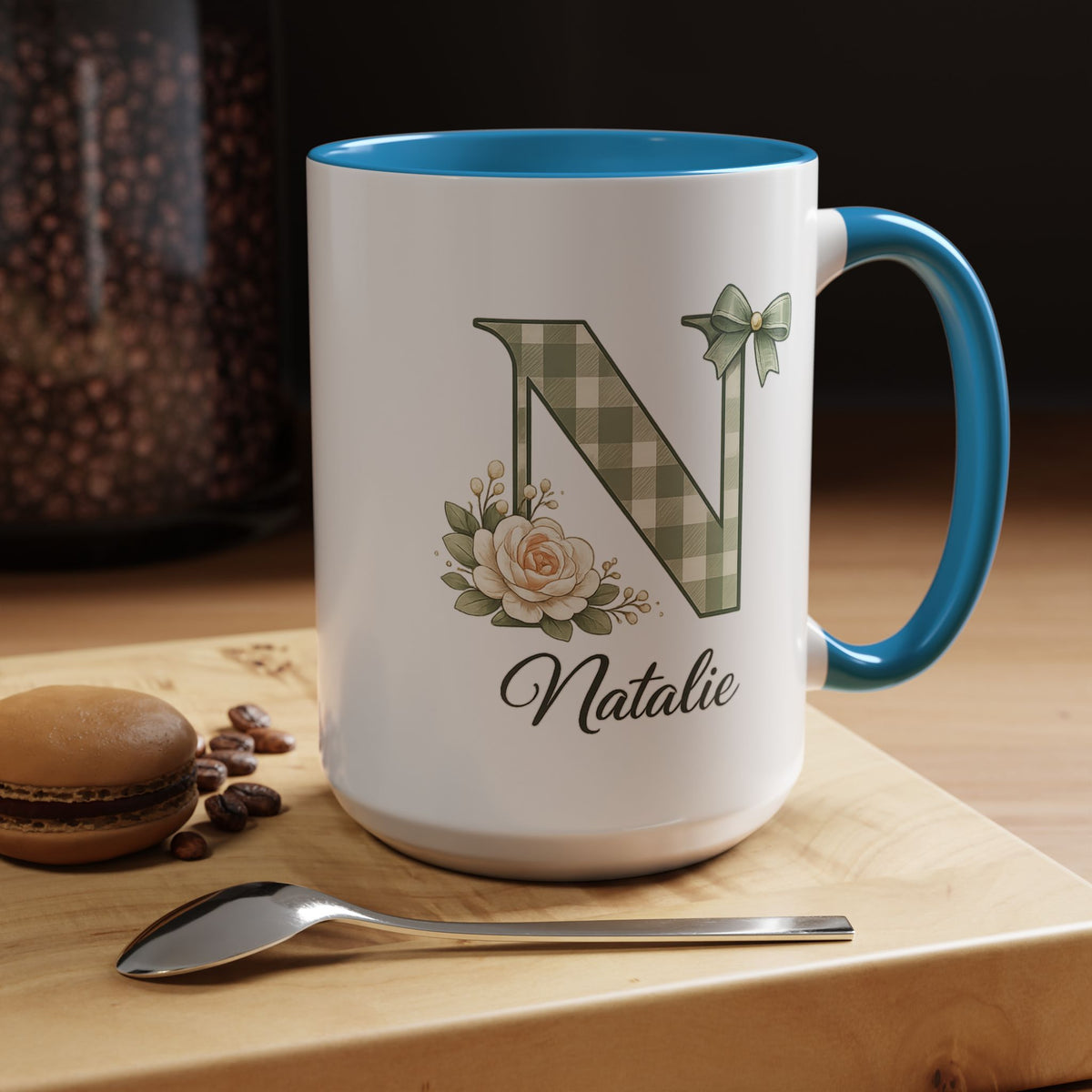 Personalized Monogram Mug with Custom Name, Floral Initial Coffee Mug for Women, Custom Letter Cup, Birthday Gift for Her, Bridesmaid Gift