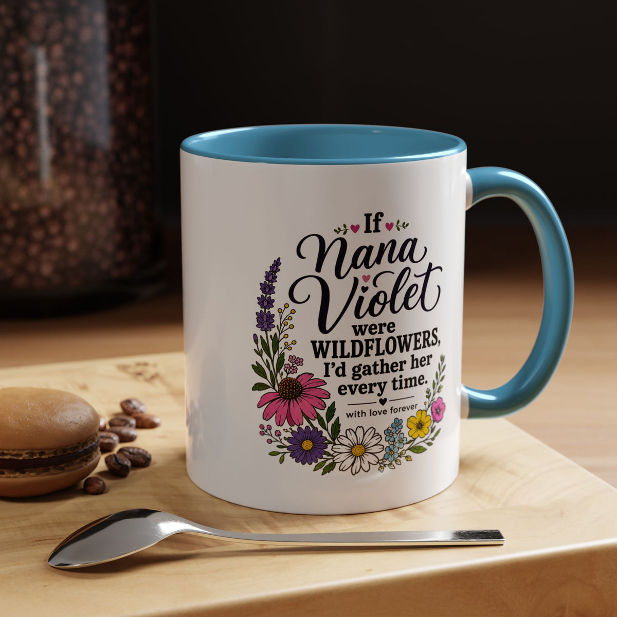 Nana Violet Wildflower Mug, Floral Grandmother Coffee Cup, Sentimental Gift from Grandchild, Birthday or Mothers Day Present