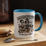 Morbid Moms Club Coffee Mug, Gothic Skeleton Mom Cup, Funny Halloween Gift for Mom Friends, Spooky Mama Birthday or Group Present for Her