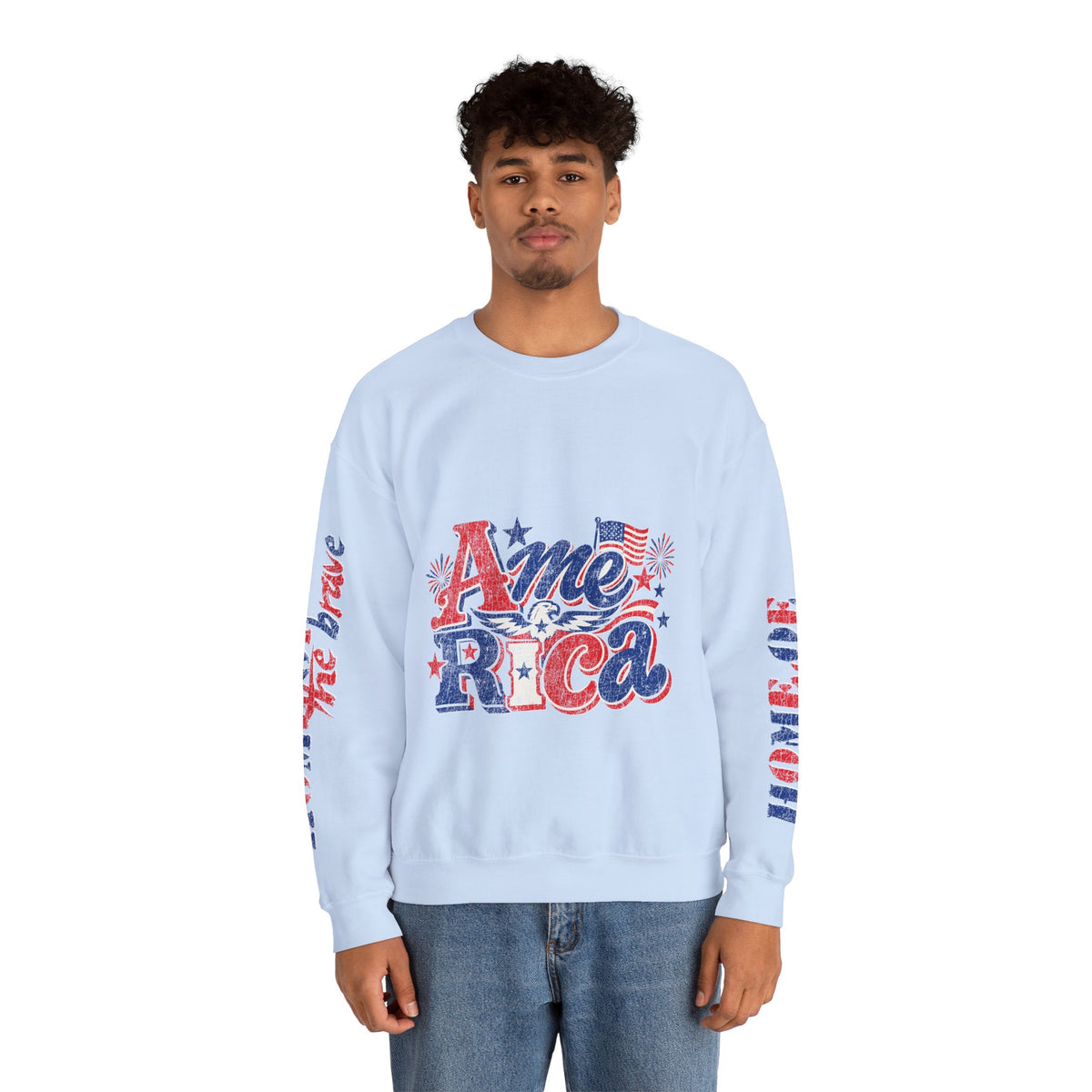 America Graphic Sweatshirt, Vintage USA Pullover, Patriotic American Flag Top, Fourth of July Outfit, Americana Gift for Women