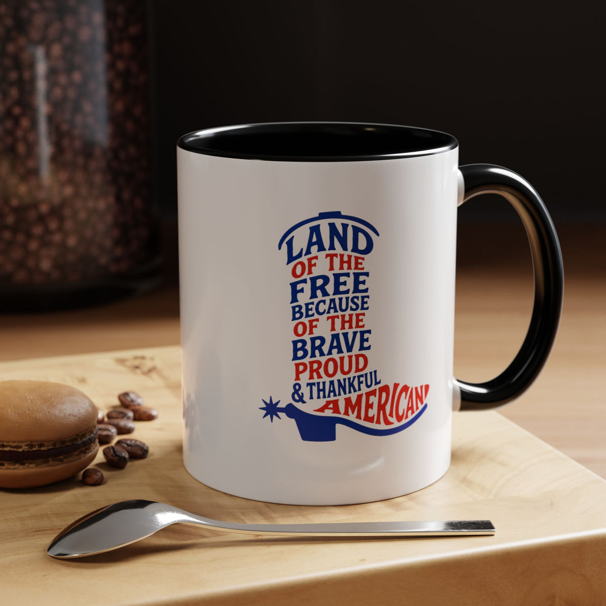 Land of the Free Because of the Brave Mug, Patriotic American Coffee Mug, Proud and Thankful USA Gift, Veteran Family Cup