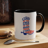Land of the Free Because of the Brave Mug, Patriotic American Coffee Mug, Proud and Thankful USA Gift, Veteran Family Cup