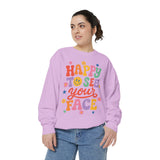 Happy to See Your Face Sweatshirt, Colorful Teacher Crewneck, Retro Classroom Shirt, Back to School Outfit, Educator Appreciation Gift