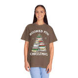 Booked for Christmas Shirt, Book Lover Holiday T-Shirt, Christmas Tree Books Tee, Cozy Reading Gift for Librarian, Teacher or Bookworm