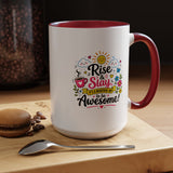Rise and Slay Motivational Mug, Positive Quote Coffee Cup, Inspirational Gift for Her, Coworker Encouragement, Morning Routine Drinkware