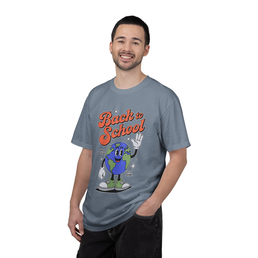 Back to School Earth T-Shirt, Retro Globe Graphic Tee, Teacher First Day Outfit, Student Gift, Classroom Shirt, Geography Educator Gift