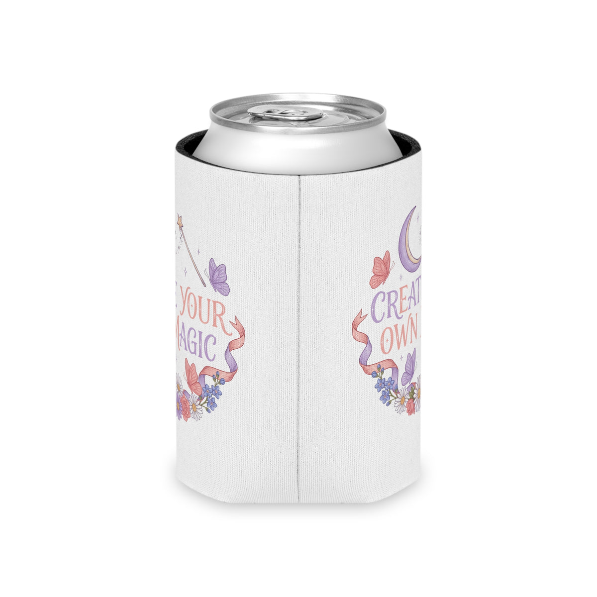 Magical Can Cooler, Create Your Own Magic Drink Sleeve, Fantasy Gift for Her, Floral Moon Can Holder, Witchy Gift, Whimsical Party Favor