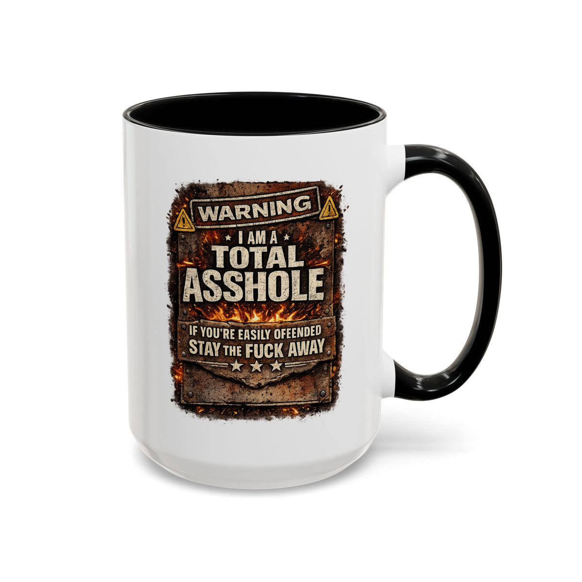 Funny Adult Humor Mug, Warning Total Asshole Coffee Mug, Sarcastic Gift for Men, Offensive Humor Cup, Funny Friend Gift