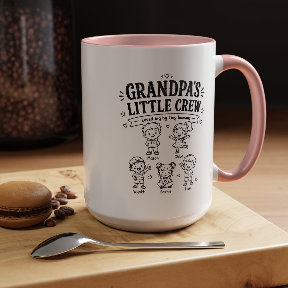 Personalized Grandpa Mug, Grandpa's Little Crew Coffee Cup, Grandchildren Name Gift, Father's Day Present, Family Birthday Keepsake