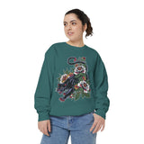 Traditional Panther Graphic Sweatshirt, Floral Tattoo Pullover for Men and Women, Old School Big Cat Top