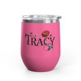 Personalized Floral Wine Tumbler, Custom Name Rose Tumbler, Botanical Drinkware for Women, Personalized Gift for Her, Garden Lover Gift