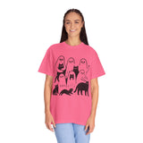 Ghost Cat Halloween Shirt, Cute Spooky Cats and Ghosts Graphic Tee, Cozy Pet Lover Gift, Minimal Black and White Fall Outfit for Women