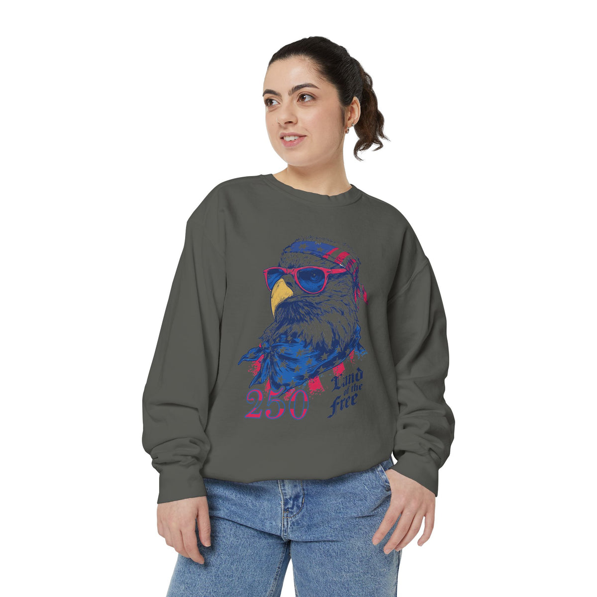 Patriotic Eagle 250 Years Sweatshirt, Land of the Free Crewneck for Women, Vintage America Graphic Sweatshirt, Fourth of July Gift
