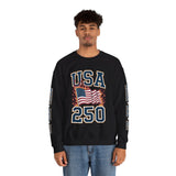 USA 250 Sweatshirt, American Flag Crewneck, Patriotic Pullover, USA 250th Anniversary Gift, Fourth of July Shirt, Americana Top