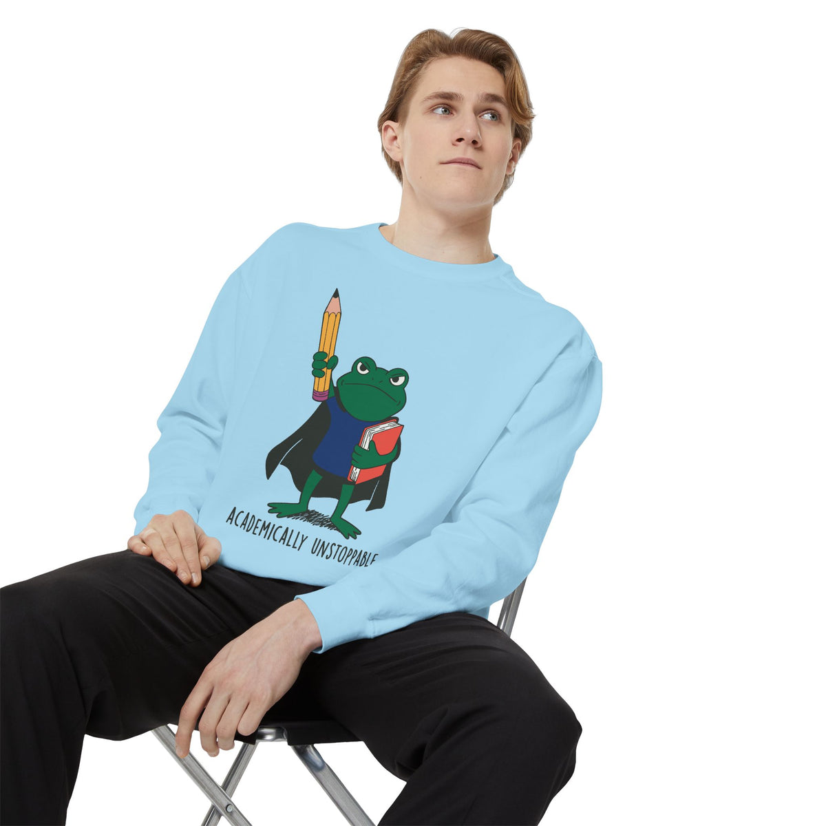 Academically Unstoppable Frog Sweatshirt, Funny Teacher Shirt, Book Lover Gift for Educator, Back to School Outfit, Classroom Crewneck