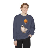 Cute Ghost Halloween Sweatshirt, Pumpkin Balloon Pullover, Vintage Spooky Season Gift for Women, Cozy October Fall Outfit for Ghost Loversv