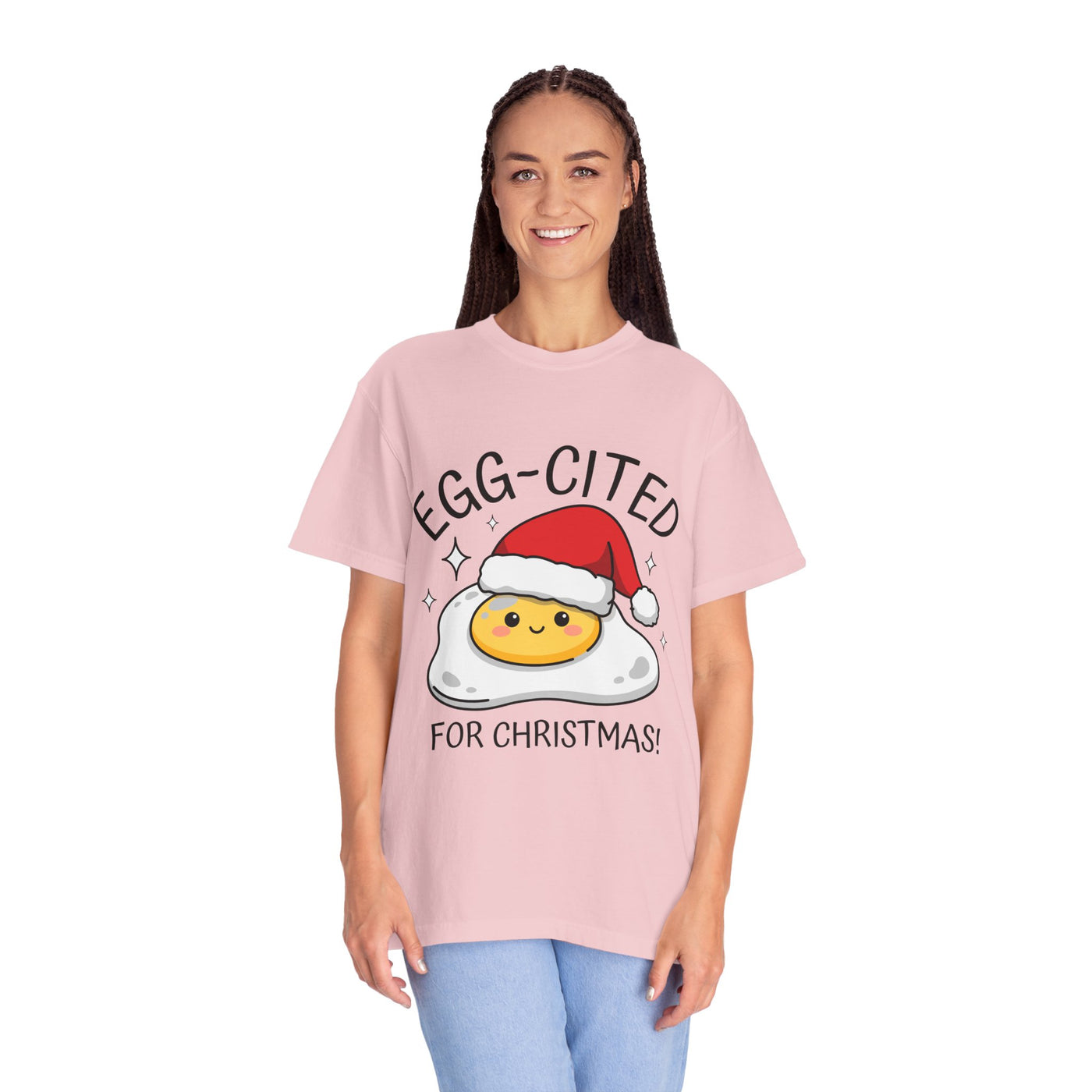 Egg-Cited for Christmas Shirt, Funny Fried Egg T-Shirt, Cute Food Pun Holiday Tee, Christmas Breakfast Gift for Brunch Lover or Cook