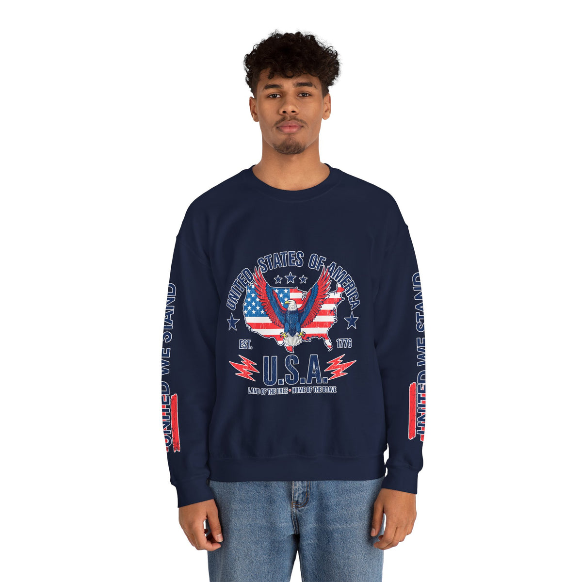 United We Stand Sweatshirt, American Eagle USA Pullover, Patriotic Flag Top, Vintage Americana Clothing, Fourth of July Gift for Women