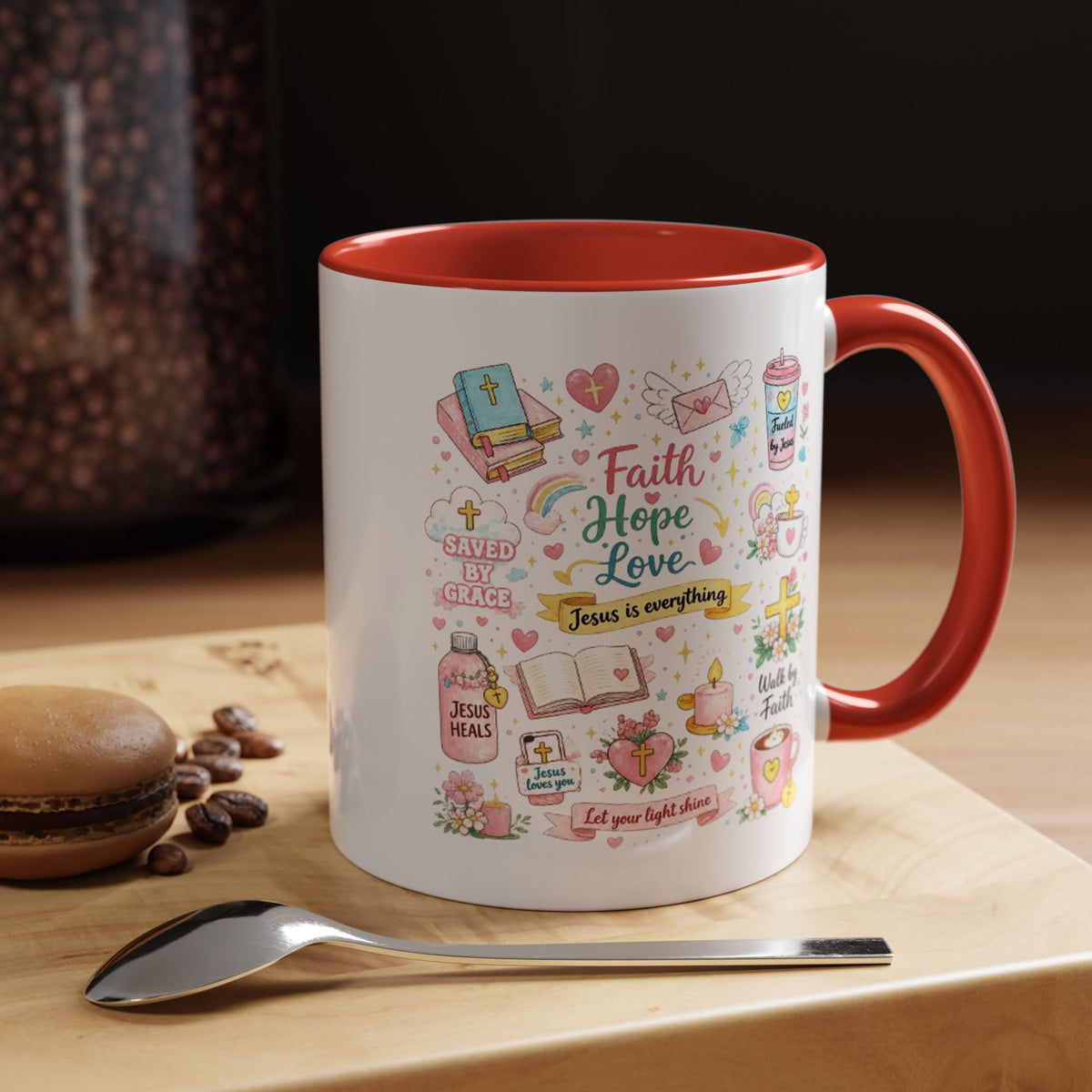 Christian Faith Hope Love Mug, Inspirational Bible Verse Coffee Mug, Jesus Is Everything Gift, Religious Mug for Women