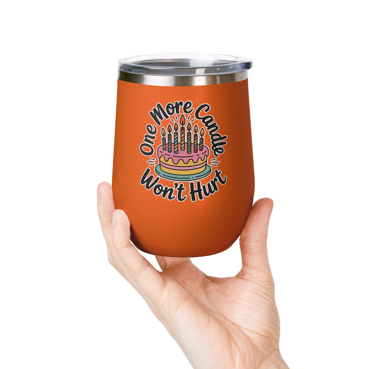 Funny Birthday Wine Tumbler, One More Candle Won't Hurt Cake Design, Getting Older Gift for a Best Friend or Coworker Who Loves a Laugh
