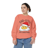 Egg-Cited for Christmas Sweatshirt, Funny Fried Egg Crewneck, Cute Food Pun Holiday Pullover, Christmas Breakfast Gift for Brunch Lover
