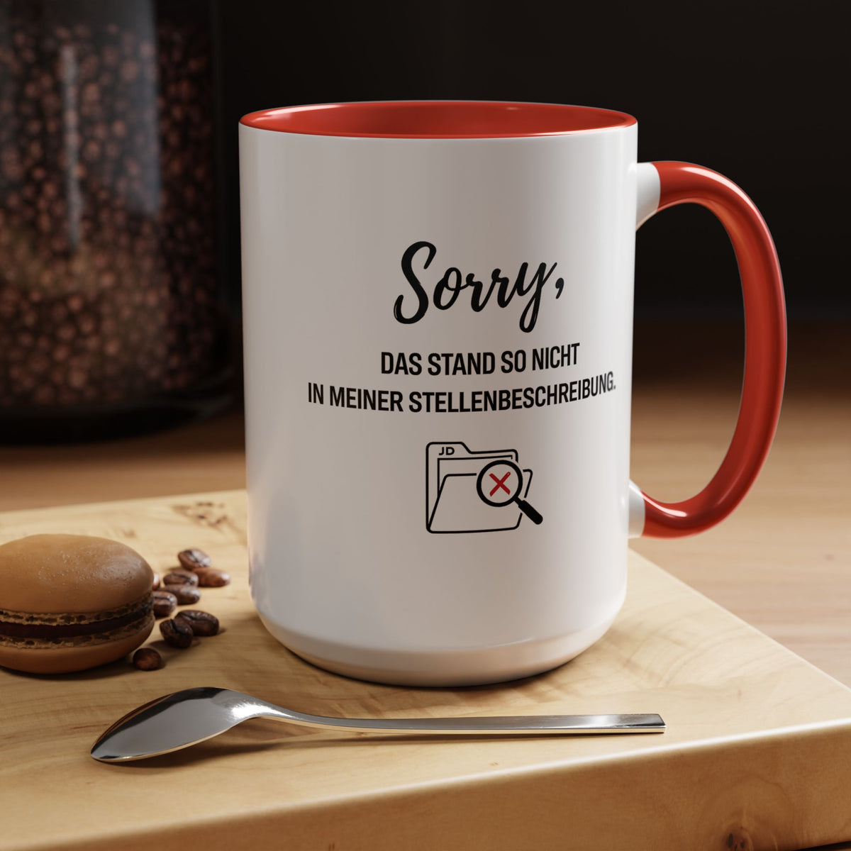 Sorry Das Stand So Nicht In Meiner Stellenbeschreibung Coffee Mug, Funny German Office Joke Gift for Coworkers, Sarcastic Job Description Ceramic Tea Cup with Pink Handle
