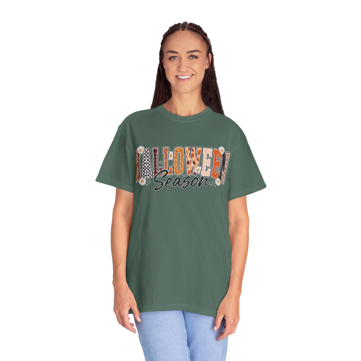 Halloween Season Shirt, Leopard Plaid Pumpkin Letter Graphic Tee, Cute Fall Gift for Women, Spooky October Outfit for Teachers and Moms
