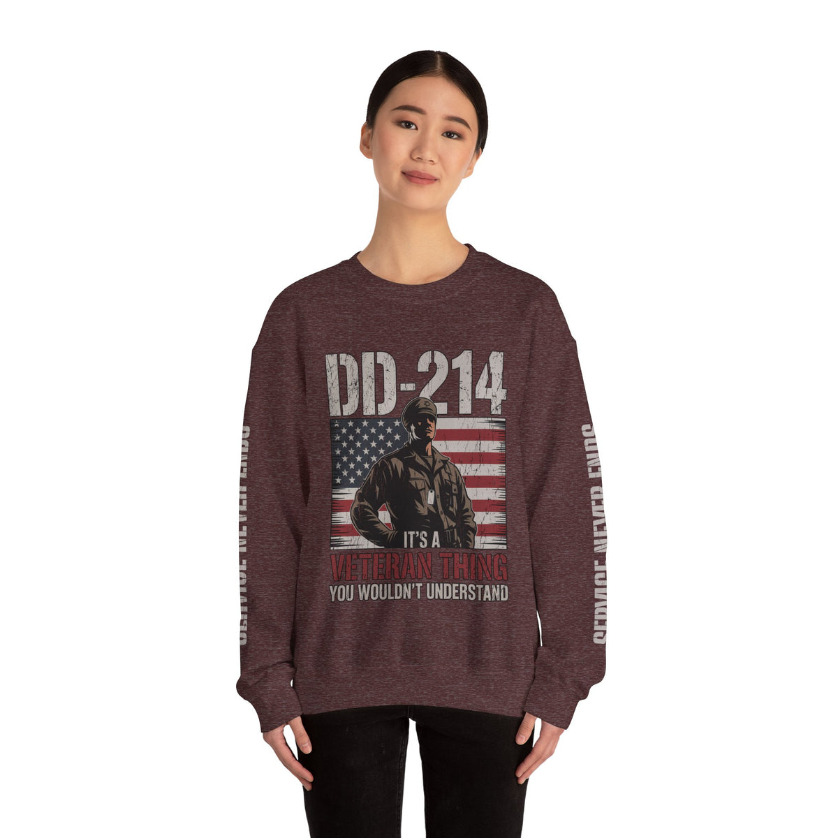 DD-214 Veteran Sweatshirt, Military Veteran Crewneck, American Flag Pullover, Veteran Gift for Him, Patriotic Fourth of July Top