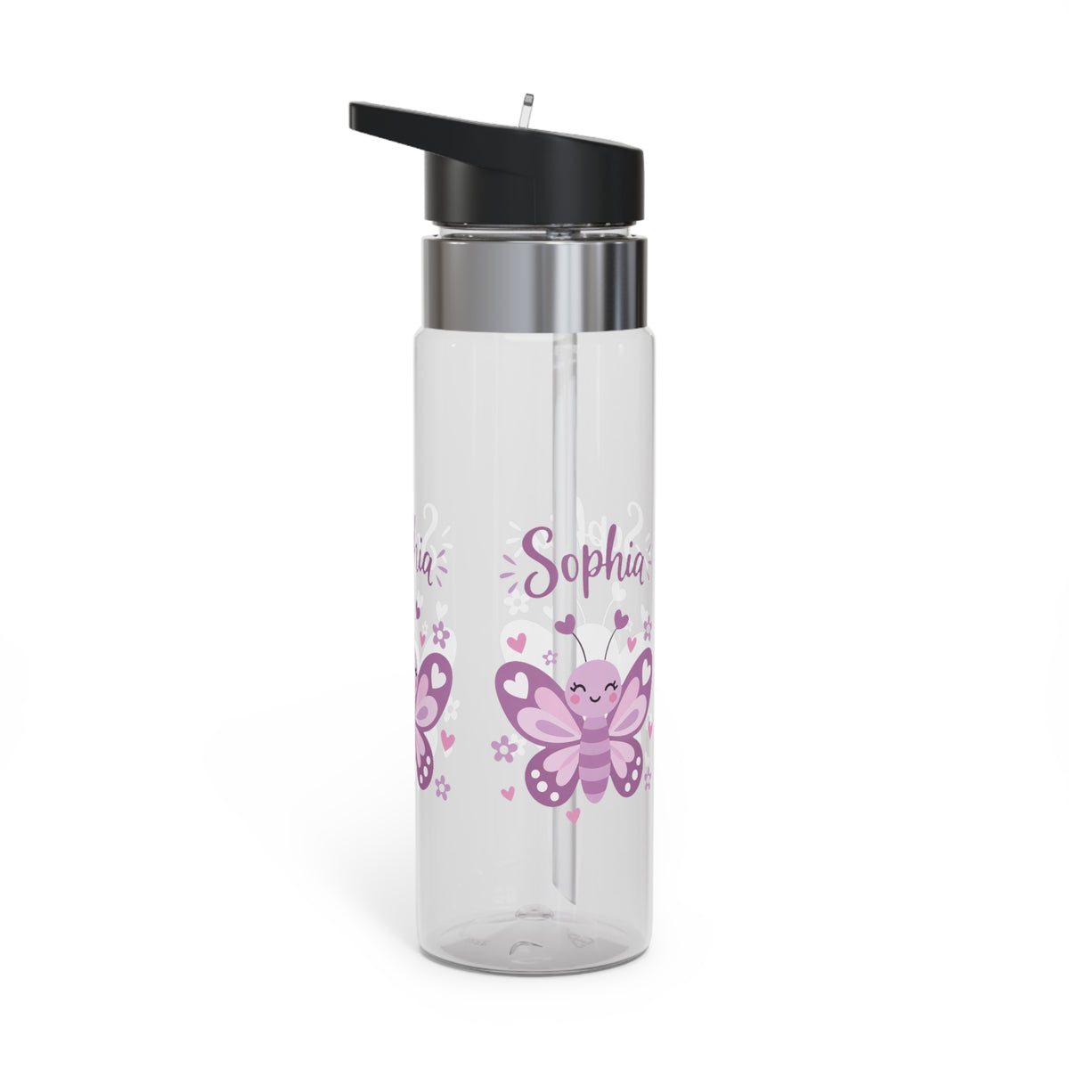 Cute Butterfly Personalized Water Bottle, Custom Name Drink Bottle, School Gift, Butterfly Lover Present, Birthday Gift, Reusable Bottle