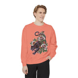 Traditional Panther Graphic Sweatshirt, Floral Tattoo Pullover for Men and Women, Old School Big Cat Top