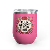 FAFO Wine Tumbler, Retro Tattoo Roses and Cherries Cup, Sarcastic Gift for Her, Edgy Bachelorette Party Cup, Funny Coworker Gift