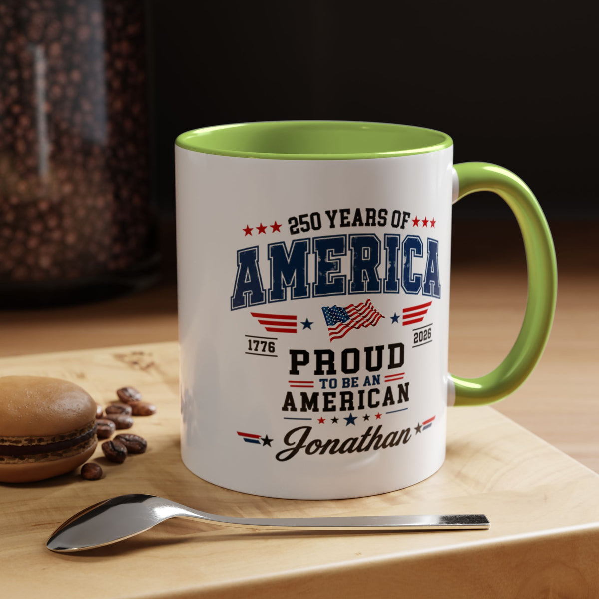 America 250th Coffee Mug with Flag, Semiquincentennial Gift for History Buffs, 1776 to 2026 Patriotic Ceramic Tea Cup