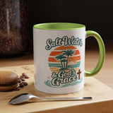 Christian Beach Lover Coffee Mug, Salt Water and God's Grace Mug, Coastal Faith Gift, Religious Ocean Lover Cup, Christian Gift