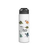 Personalized Dinosaur Water Bottle for Kids, Custom Name School Water Bottle, Dino Lover Gift, Insulated Sports Bottle for Boys