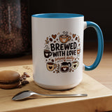 Brewed With Love Coffee Mug, Served Daily Romantic Cup, Cute Coffee Lover Gift for Wife, Husband, Girlfriend, Boyfriend or Anniversary