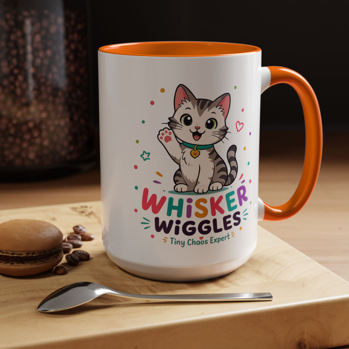 Cute Cat Lover Mug, Personalized Cat Name Coffee Cup, Whisker Wiggles Cat Mom Gift, Funny Kitty Mug for Pet Owners and Cat Lovers