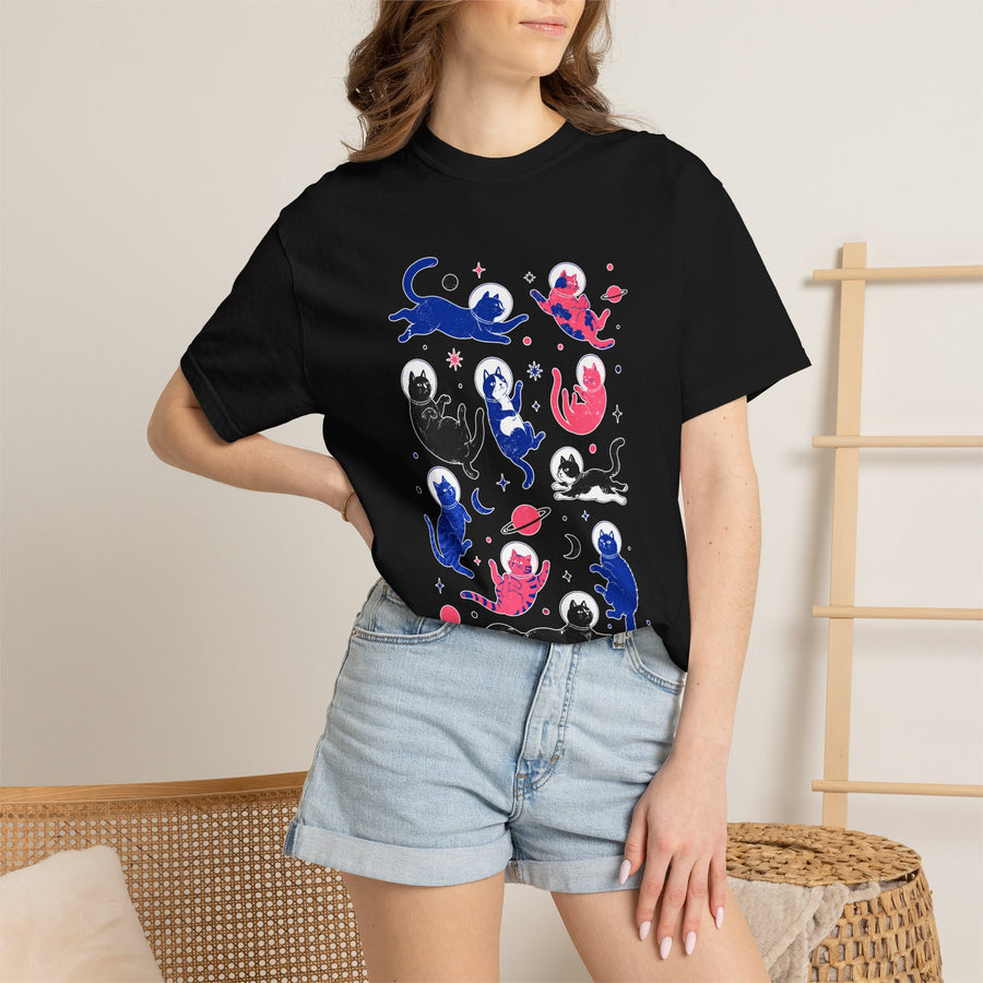 Space Cat Shirt Comfort Colors Tee, Astronaut Cat Graphic T Shirt, Galaxy Cat Lover Gift, Cute Cosmic Kitty Shirt for Women