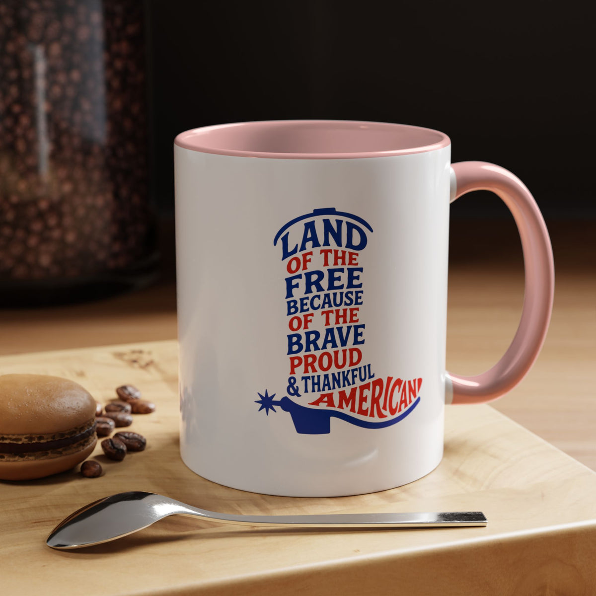 Land of the Free Because of the Brave Mug, Patriotic American Coffee Mug, Proud and Thankful USA Gift, Veteran Family Cup