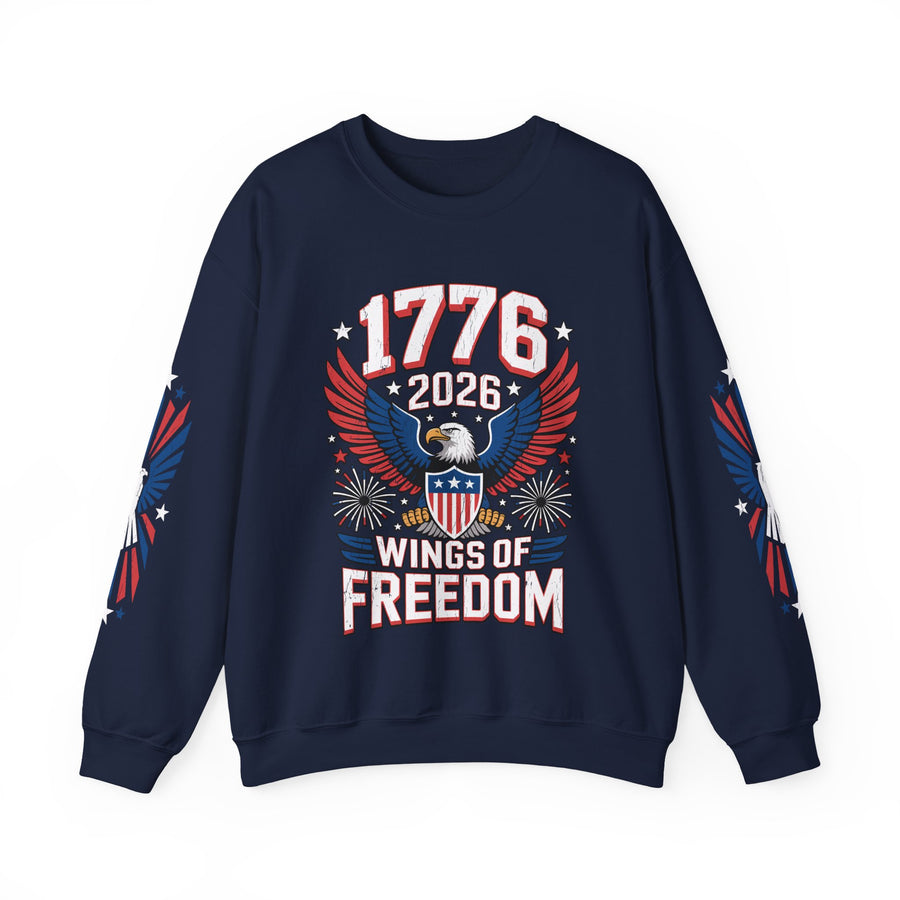 1776 Wings of Freedom Sweatshirt, Patriotic Eagle Pullover, American Flag Crewneck, USA 250th Anniversary Gift, Fourth of July Top