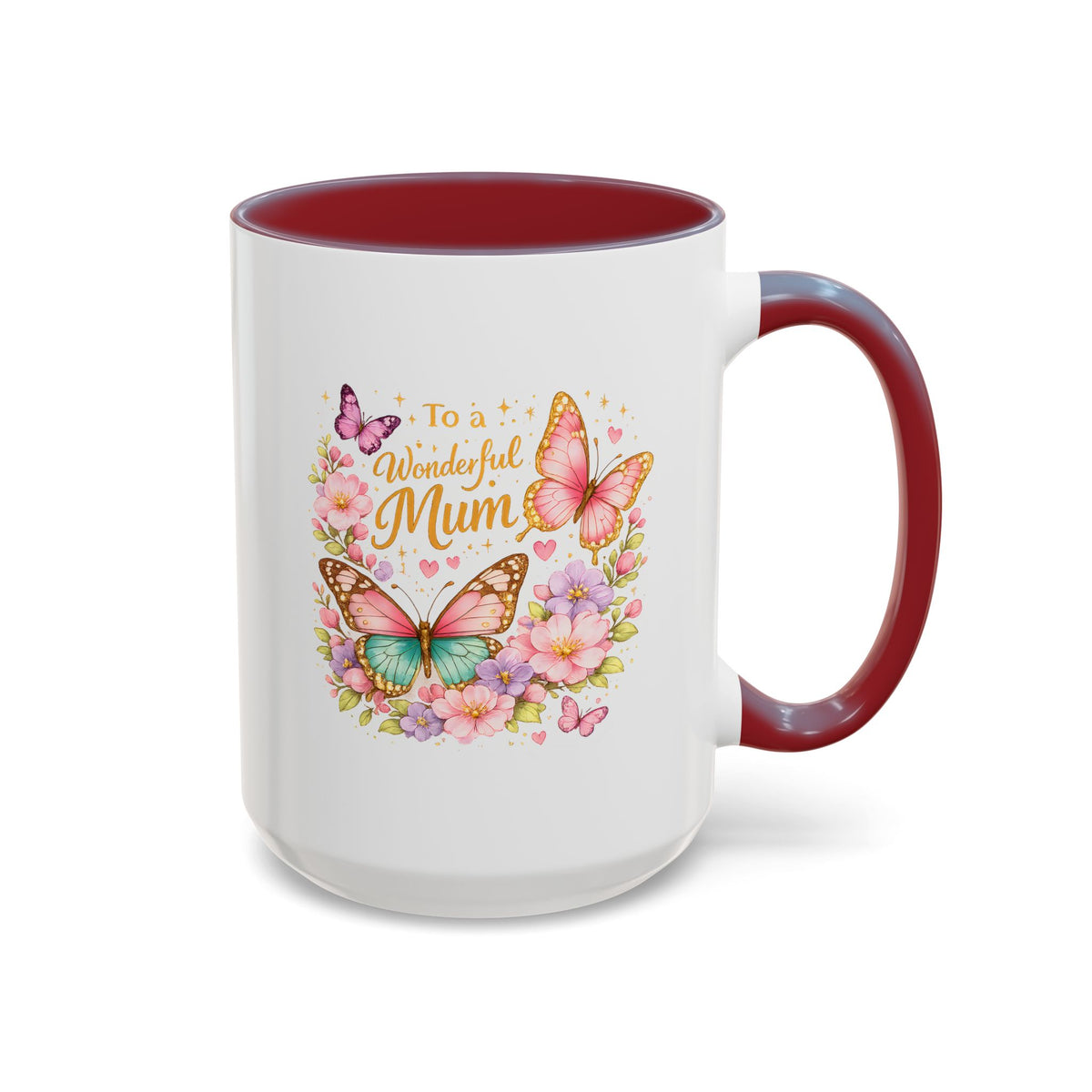 To My Wonderful Mum Butterfly Mug, Floral Mom Coffee Mug, Mother's Day Gift for Mum, Butterfly Coffee Cup, Mom Appreciation Gift