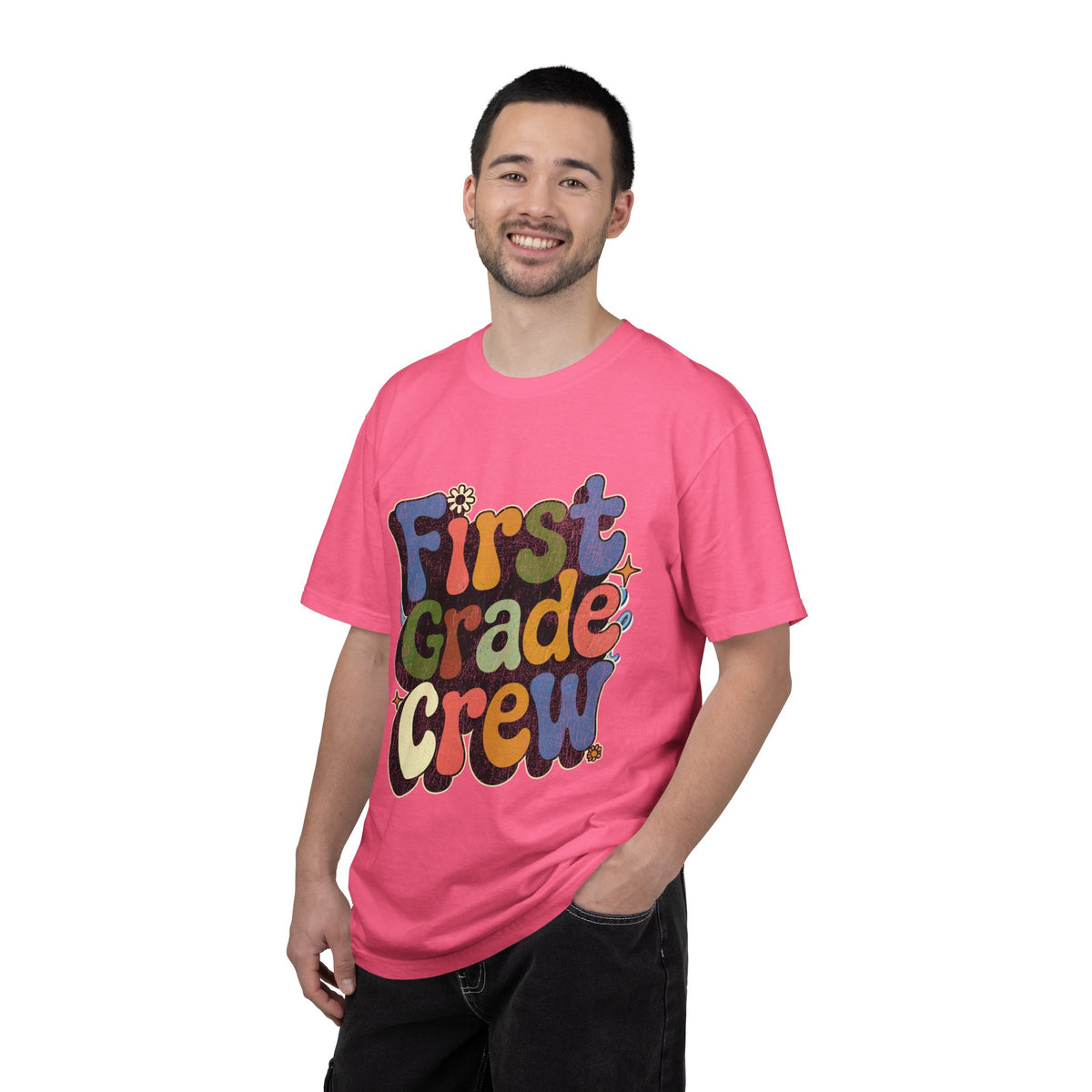 First Grade Crew T-Shirt, Retro Teacher Team Graphic Tee, Elementary School Staff Gift, First Day Classroom Outfit, Grade One Shirt